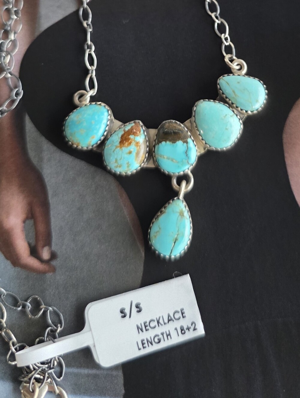Turquoise Teardrop Sterling-Silver Necklace - #8
